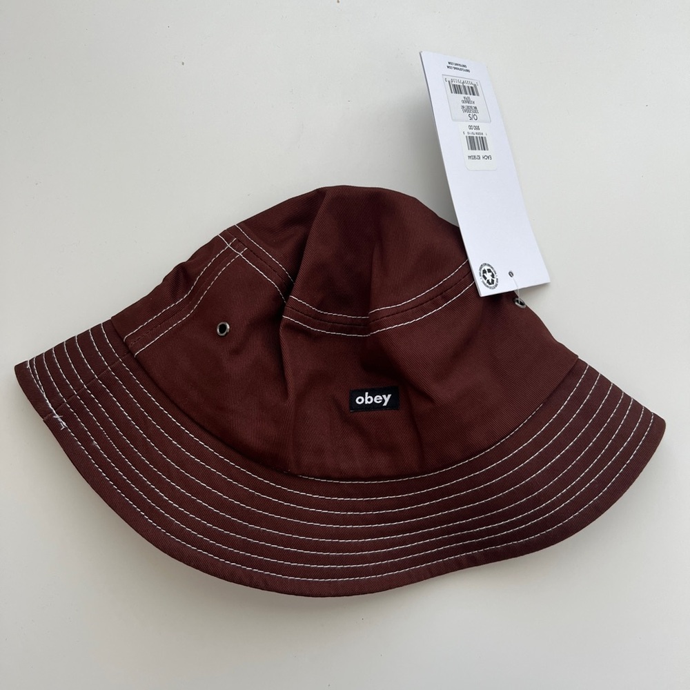 BRAND NEW Obey Brown Bucket Hat Wide Brim Sturdy Fabric